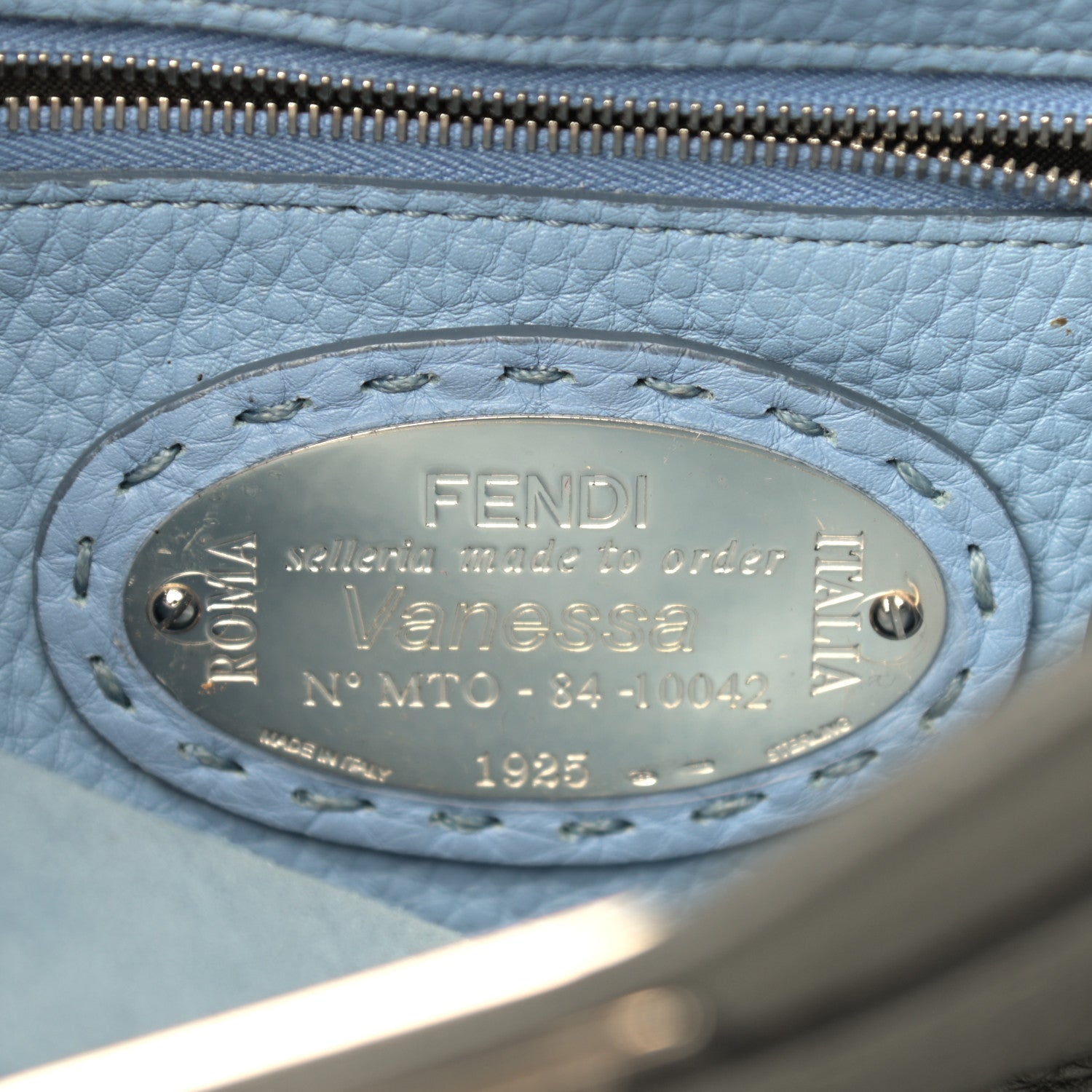 Fendi Cuoio Romano Alcantara Selleria Mini Peekaboo Iconic Satchel Asphalt Sky Blue 7 of 11