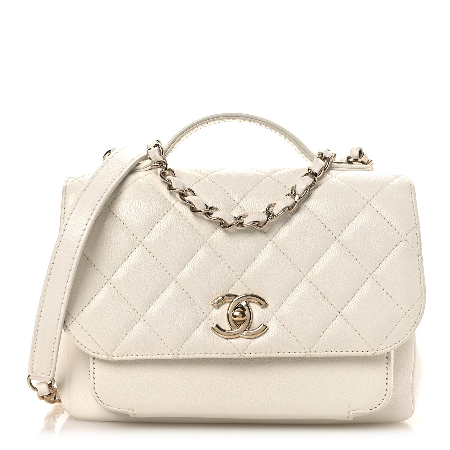 Caviar Quilted Medium Business Affinity Flap White
