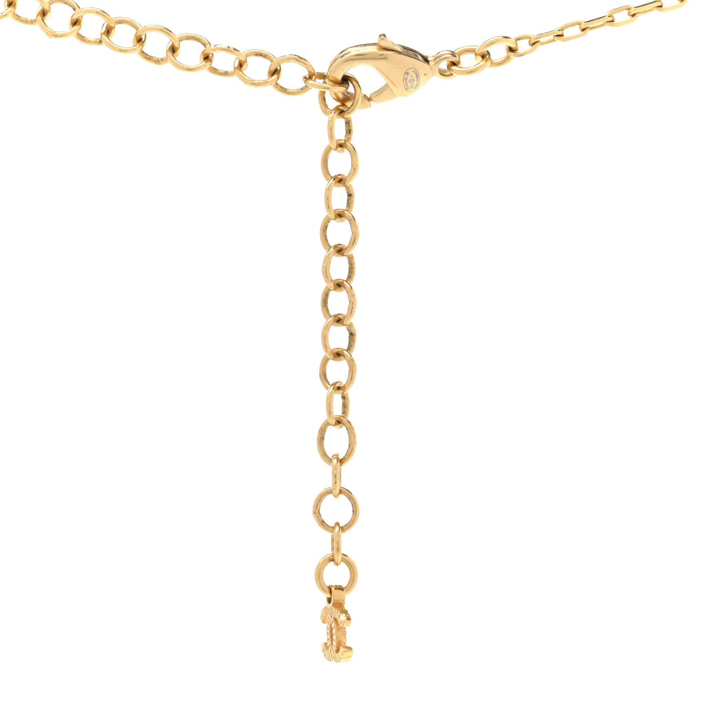 Pearl Crystal CC Pendant Necklace Gold