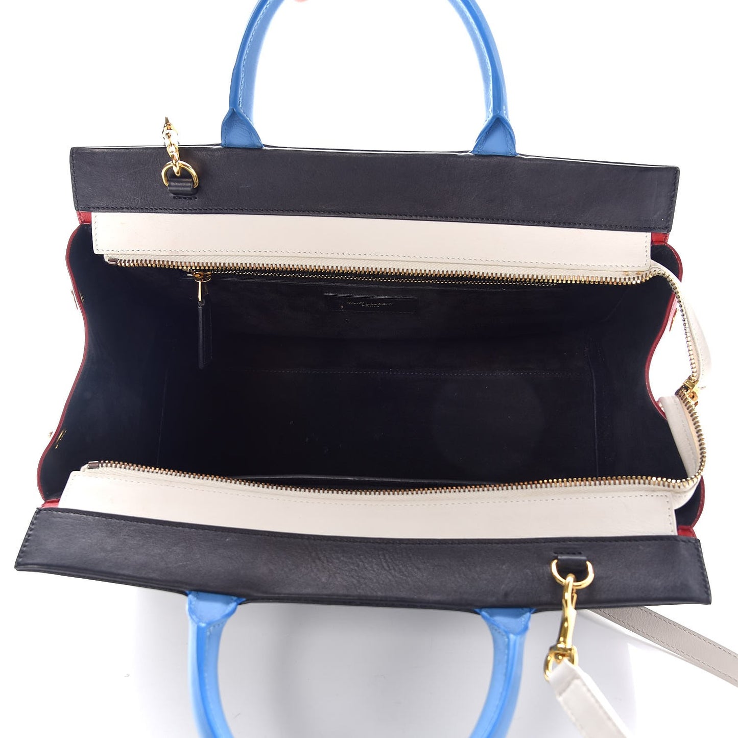 Calfskin Small Cabas Rive Gauche Bag Black Red Yellow White