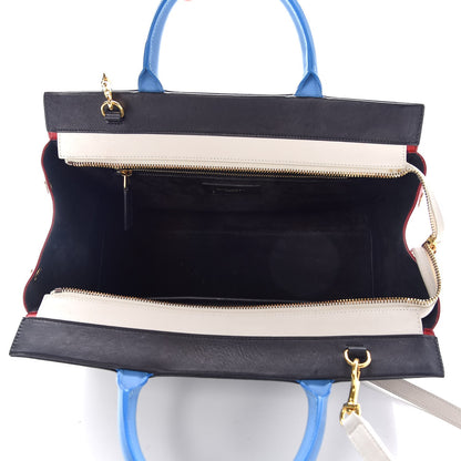 Saint Laurent Calfskin Small Cabas Rive Gauche Bag Black Red Yellow White 5 of 14