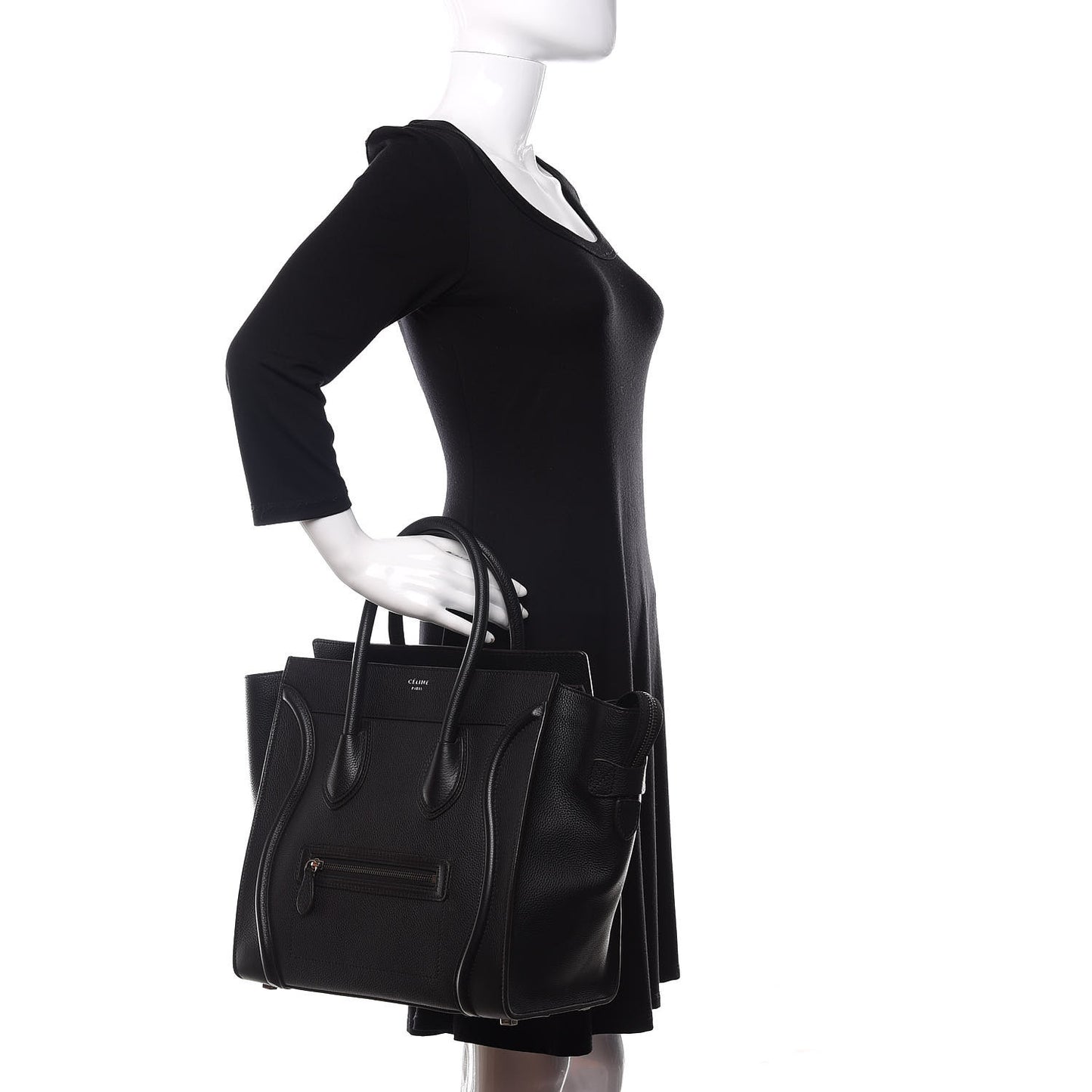 Drummed Calfskin Mini Luggage Black