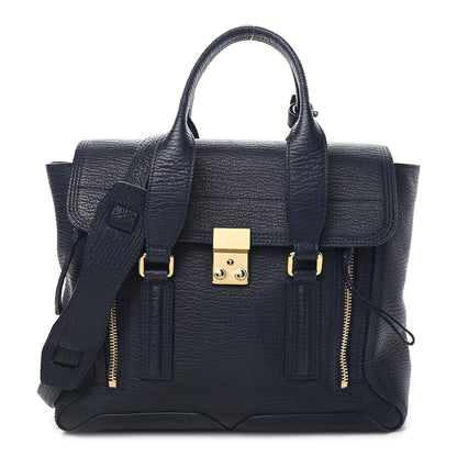 3.1 Phillip Lim Textured Calfskin Medium Pashli Satchel Ink 1 of 9