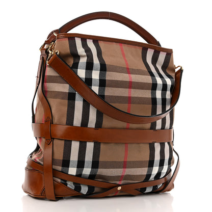 Burberry House Check Bridle Calfskin Medium Gosford Hobo Dark Tan 3 of 14