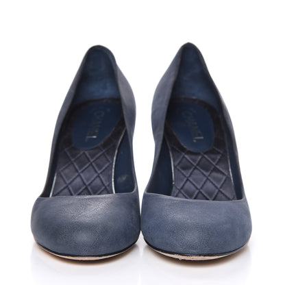 Chanel Suede Crystal CC Pumps 42 Blue 2 of 12