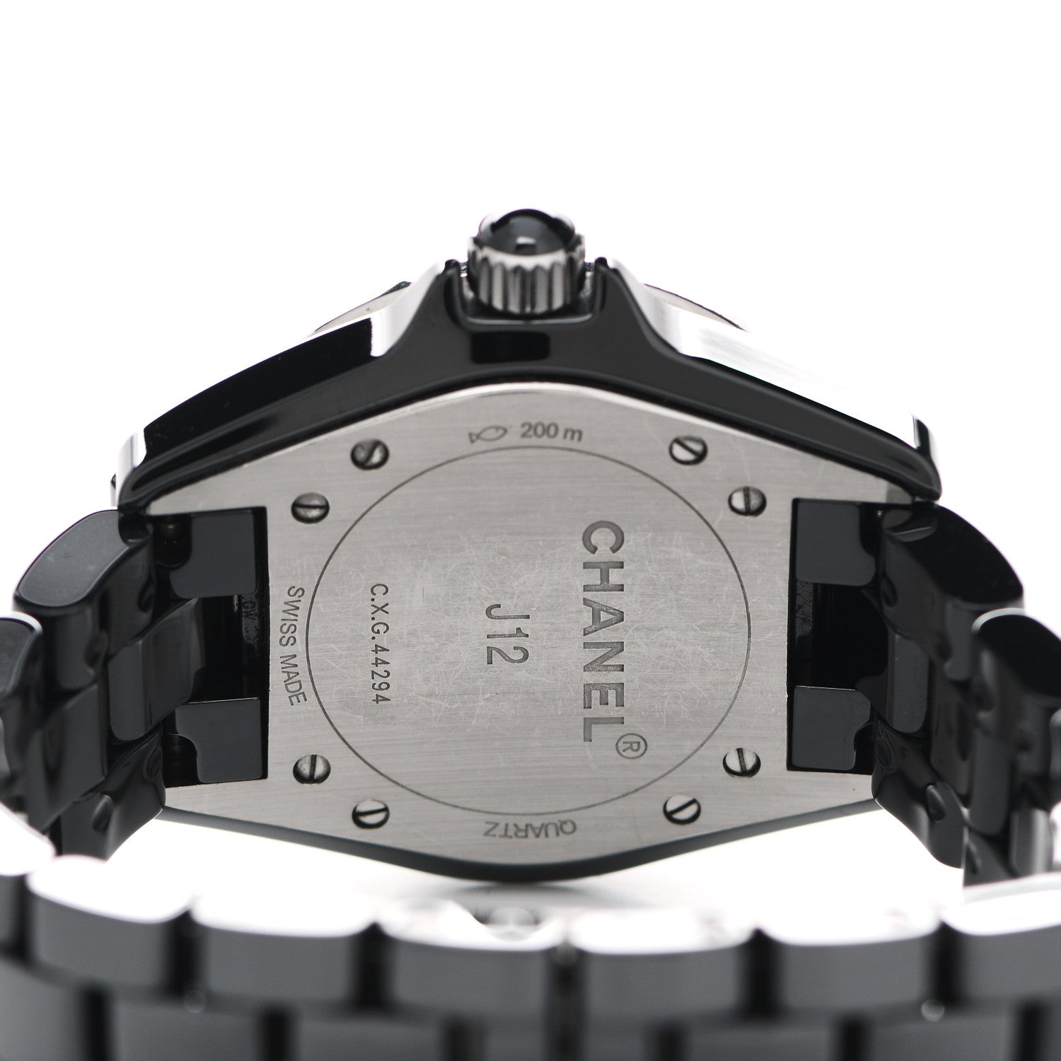 Chanel Stainless Steel Ceramic Diamond 33mm J12 Quartz Watch Black 4 of 4