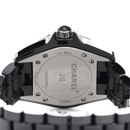 Chanel Stainless Steel Ceramic Diamond 33mm J12 Quartz Watch Black 4 of 4