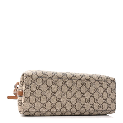 Gucci GG Supreme Monogram Emblem Medium Tote Bag Beige Dark Brown 4 of 10