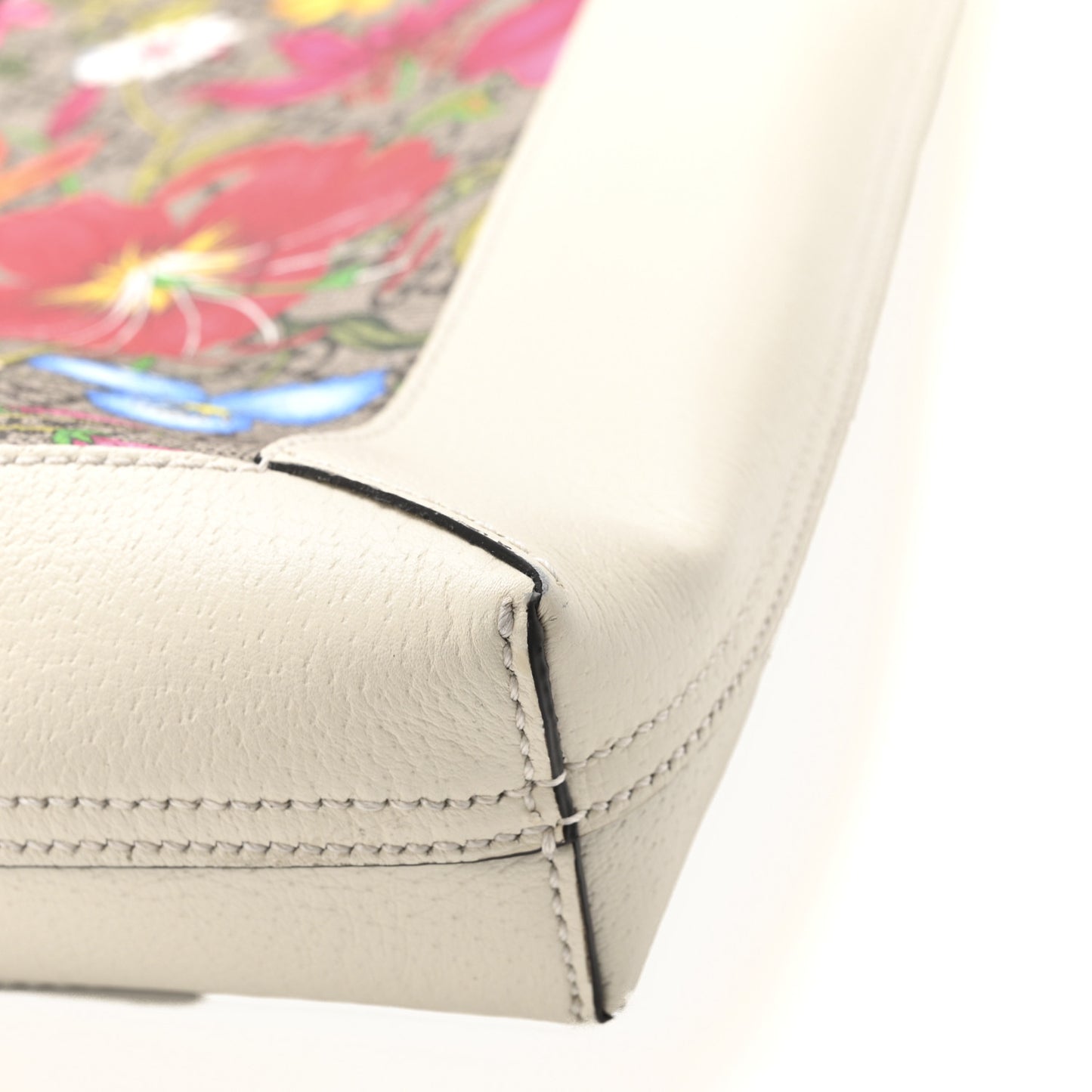 GG Supreme Monogram Flora Web Ophidia Vertical Shopping Tote White