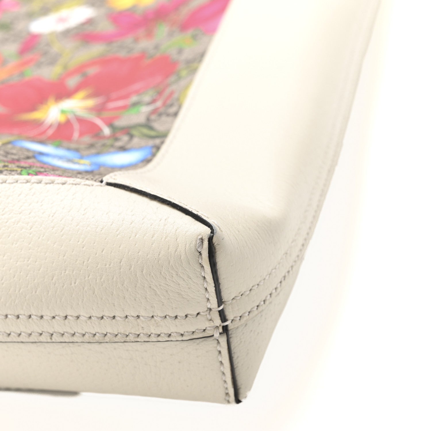 Gucci GG Supreme Monogram Flora Web Ophidia Vertical Shopping Tote White 10 of 16