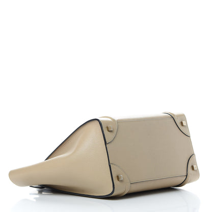Celine Drummed Calfskin Mini Bi-Color Luggage Navy Dune 4 of 17