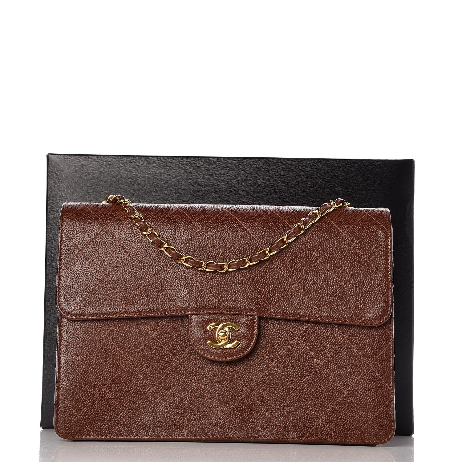 Chanel Caviar Stitch Jumbo Single Flap Brown 9 of 9