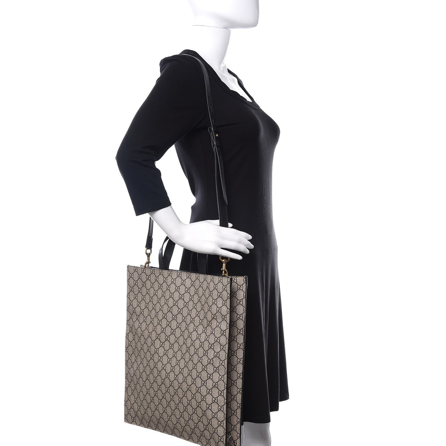 GG Supreme Monogram L'Aveugle Par Amour Print Vertical Tote Black