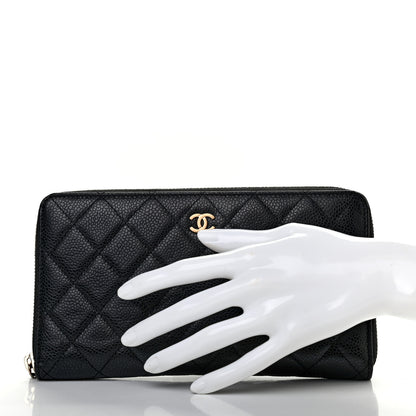 Chanel Caviar Quilted Large Gusset Zip Around Wallet Black 2 of 8