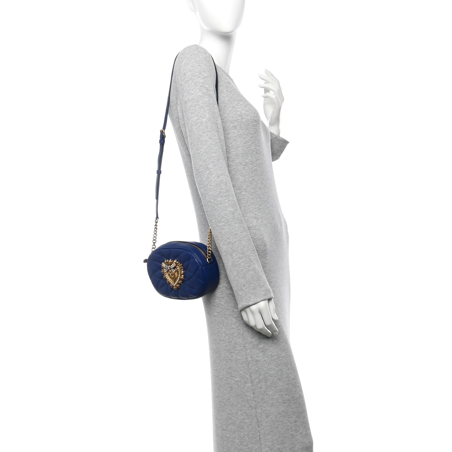 Dolce & Gabbana Calfskin Devotion Crossbody Bag Blue 2 of 10