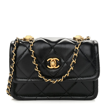 Chanel Shiny Lambskin Quilted Extra Mini Flap Black 1 of 11