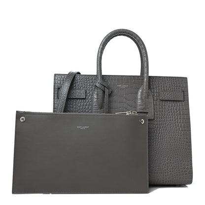 Saint Laurent Crocodile Embossed Small Sac De Jour Asphalt 1 of 13