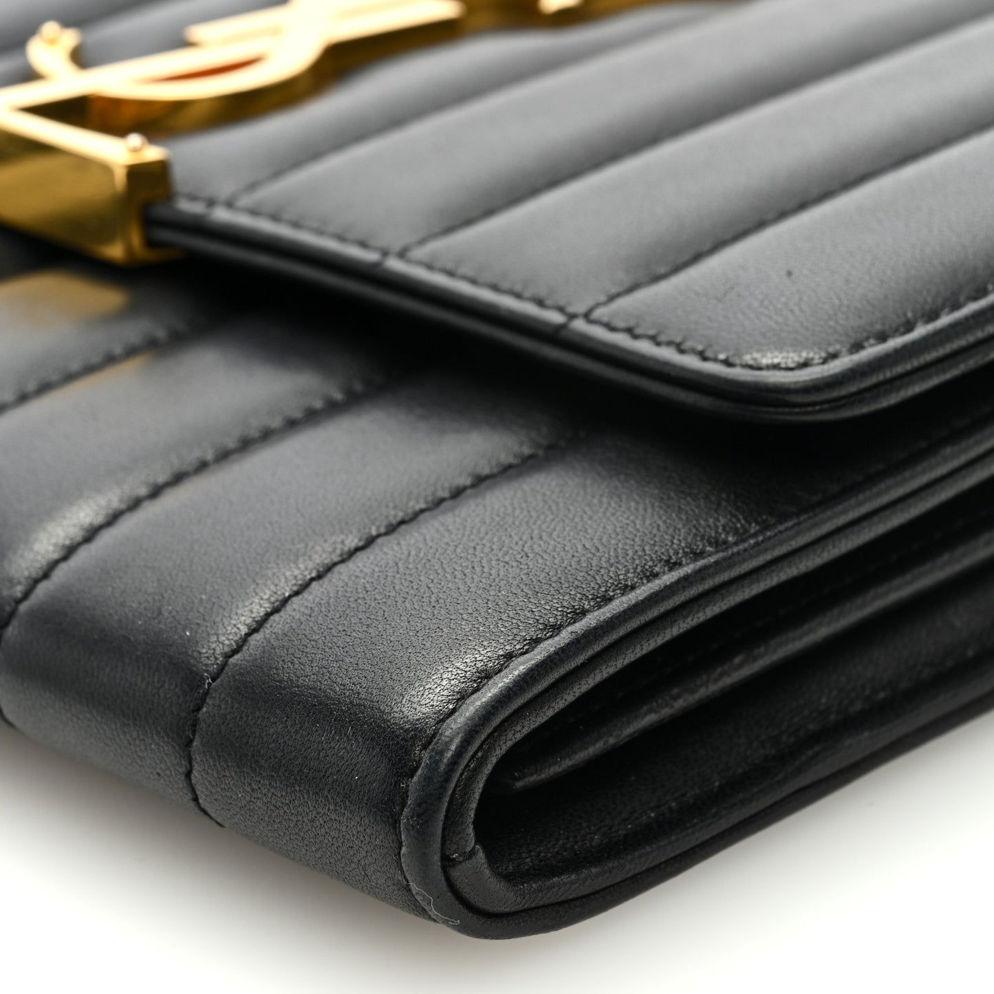 Lambskin Matelasse Monogram Vicky Chain Wallet Black