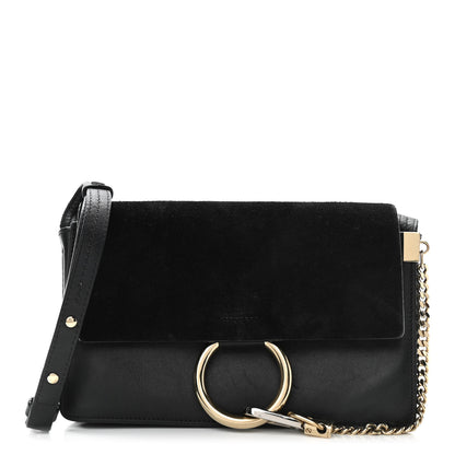 Chloe Suede Calfskin Small Faye Shoulder Bag Black 1 of 15