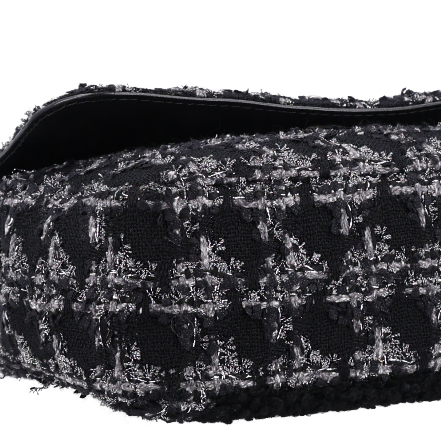 Shearling Tweed Medium Handle Boy Flap Black Grey