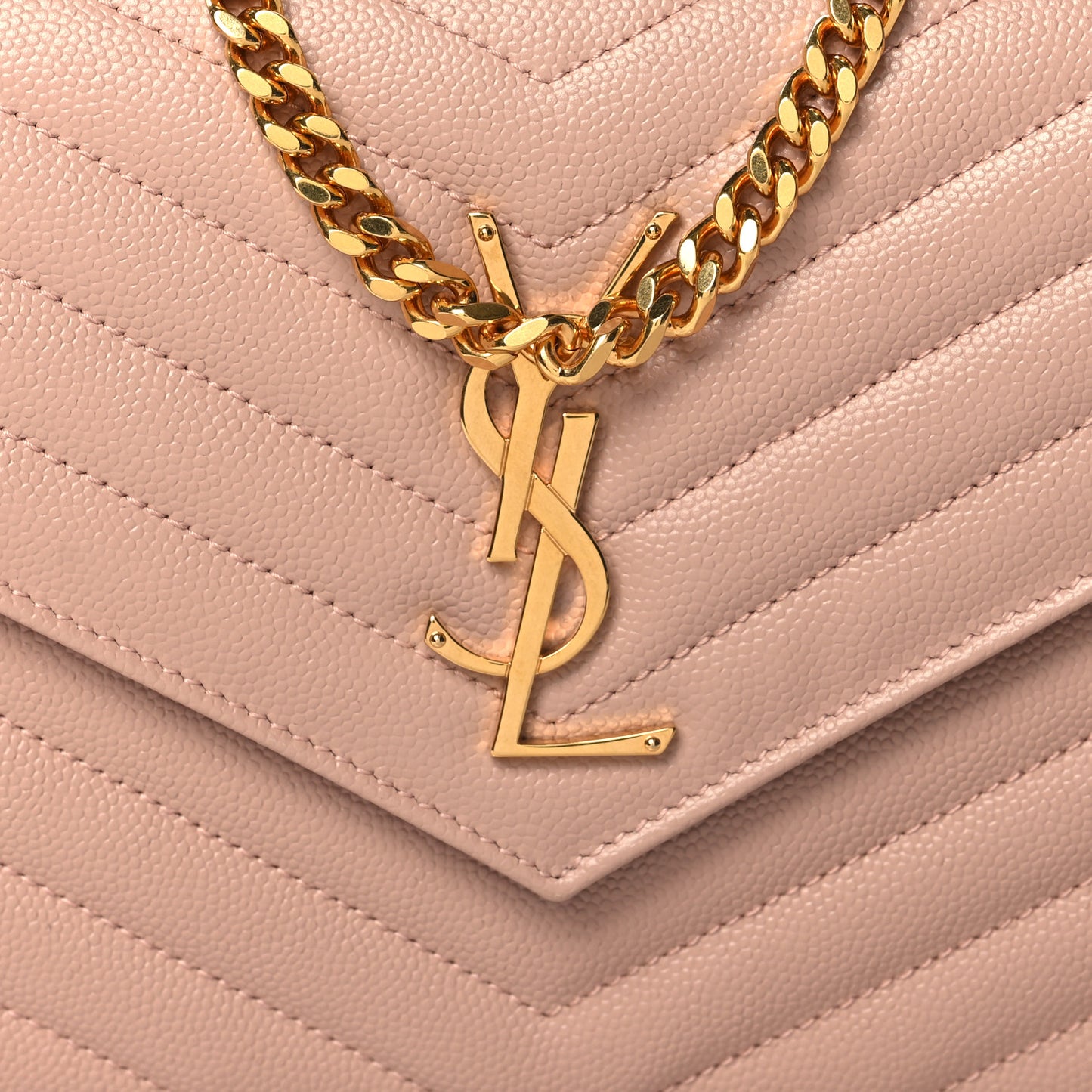 Grain De Poudre Matelasse Chevron Monogram Chain Wallet Pale Pink