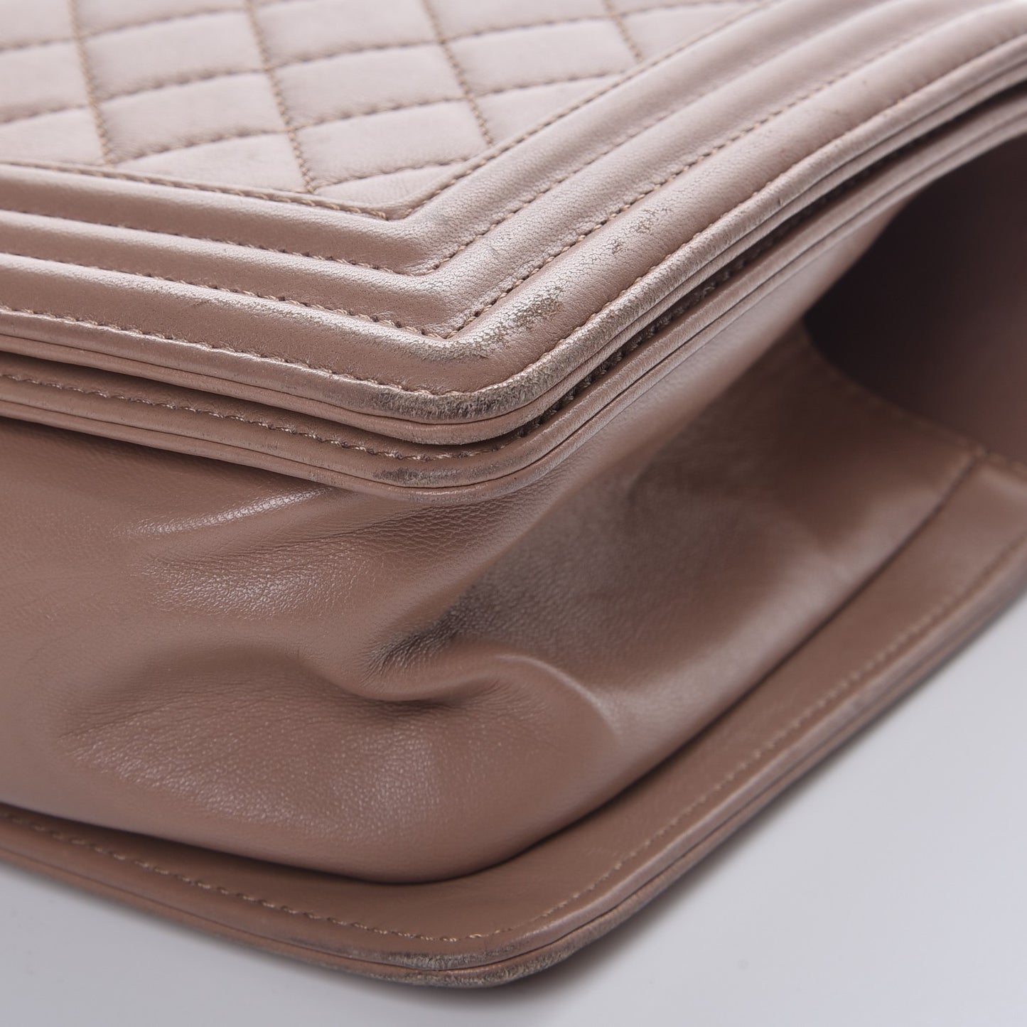 Calfskin Quilted Medium Boy Flap Camel