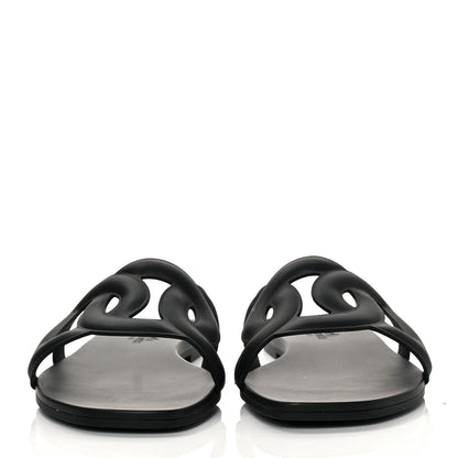 Hermes Rubber Aloha Sandals 38 Black 2 of 9