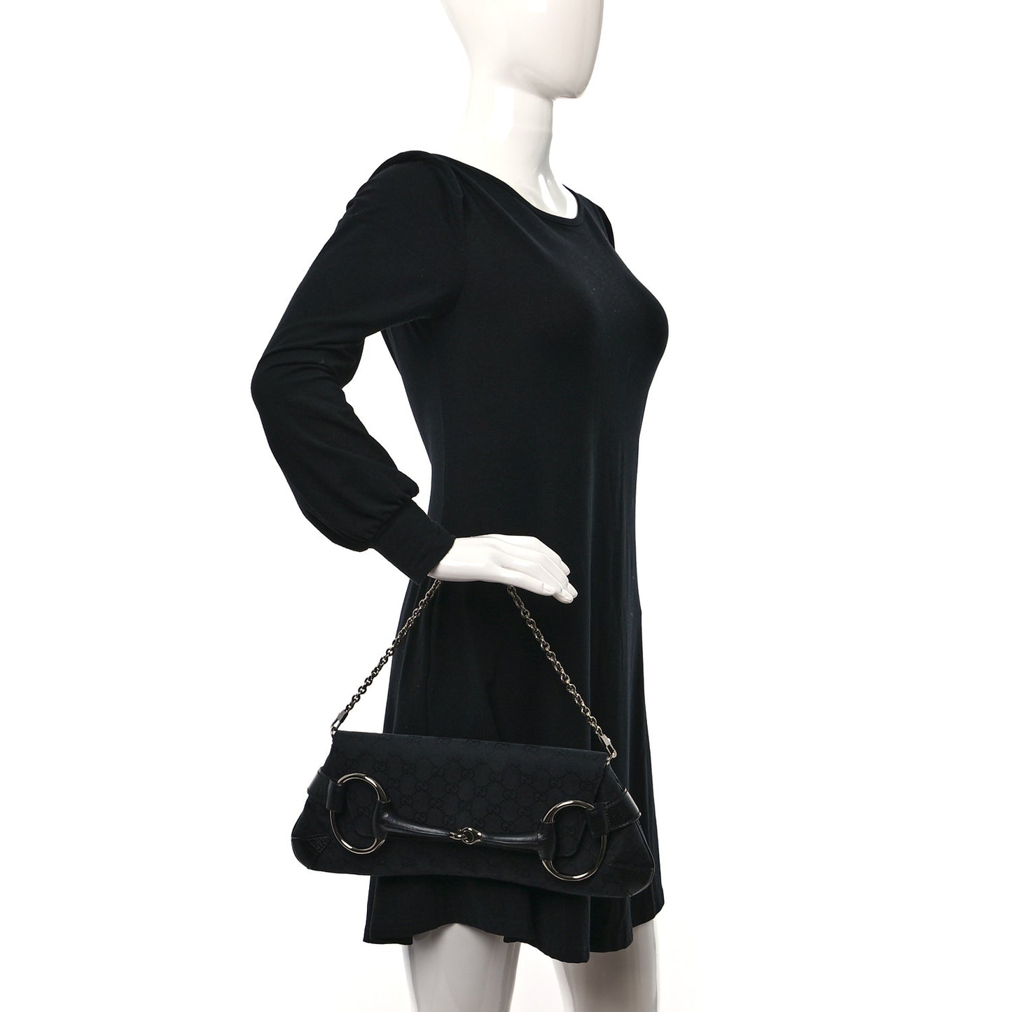 Monogram Horsebit Chain Clutch Black
