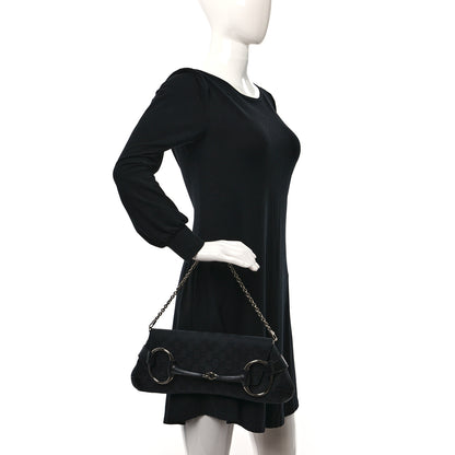 Gucci Monogram Horsebit Chain Clutch Black 2 of 9
