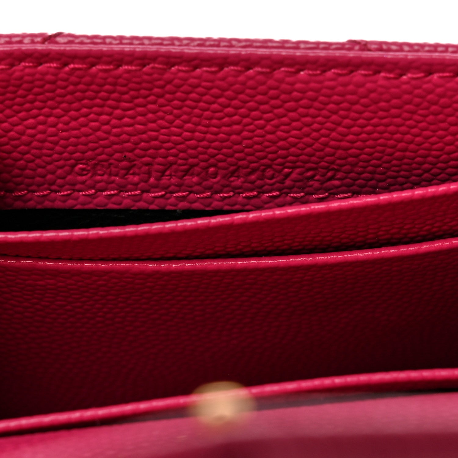 Saint Laurent Grain De Poudre Matelasse Chevron Small Monogram Envelope Wallet Fuxia Couture 7 of 8