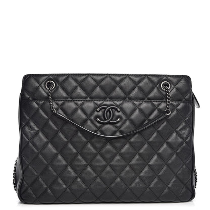 Chanel Calfskin Quilted Frame In Chain Tote Black 1 of 7