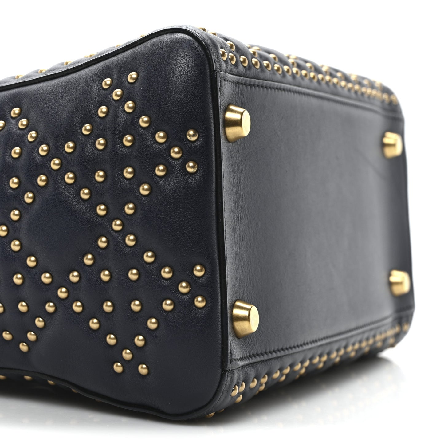 Calfskin Cannage Studded Medium Supple Lady Dior Navy