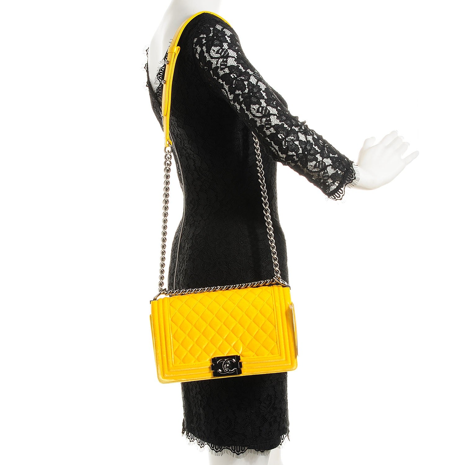 Chanel Velvet Quilted Medium Boy Flap Yellow 2 of 7