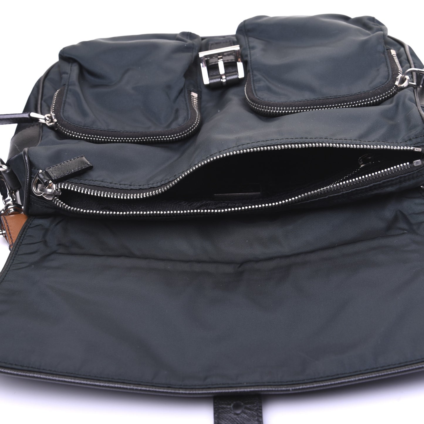 Tessuto Nylon Saffiano Shoulder Bag Dark Green