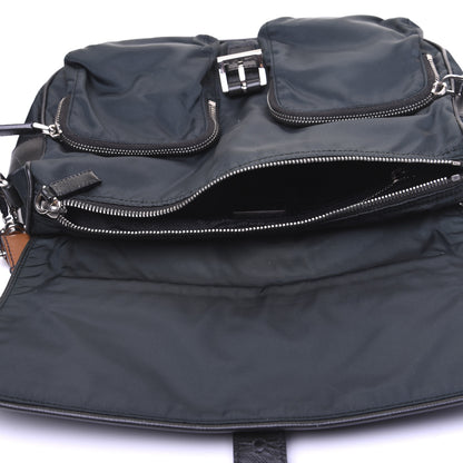 Prada Tessuto Nylon Saffiano Shoulder Bag Dark Green 10 of 18