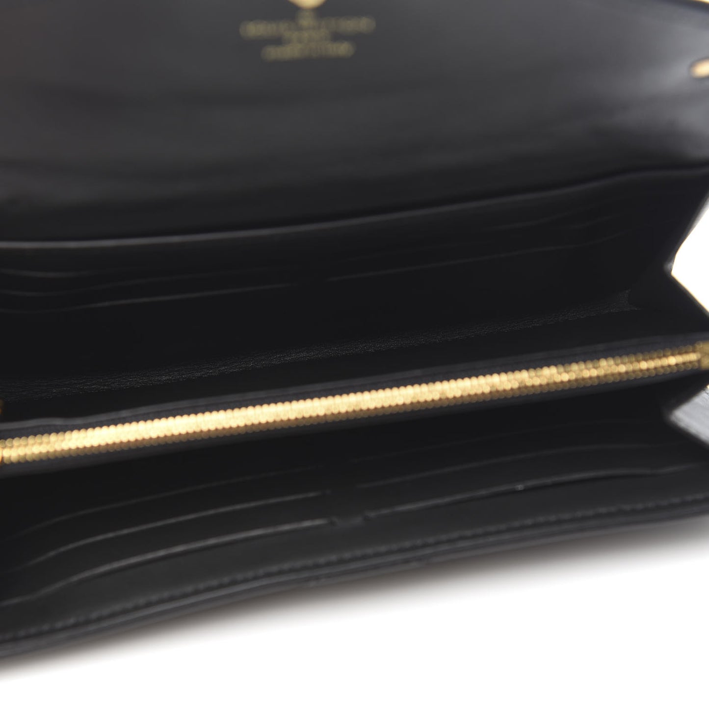Calfskin Love Lock New Wave Long Wallet Black