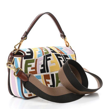 Fendi X SARA COLEMAN Canvas Vitello King Seta FF Fish Eye Embroidered Baguette Grezzo Multicolor Ghianda 3 of 12