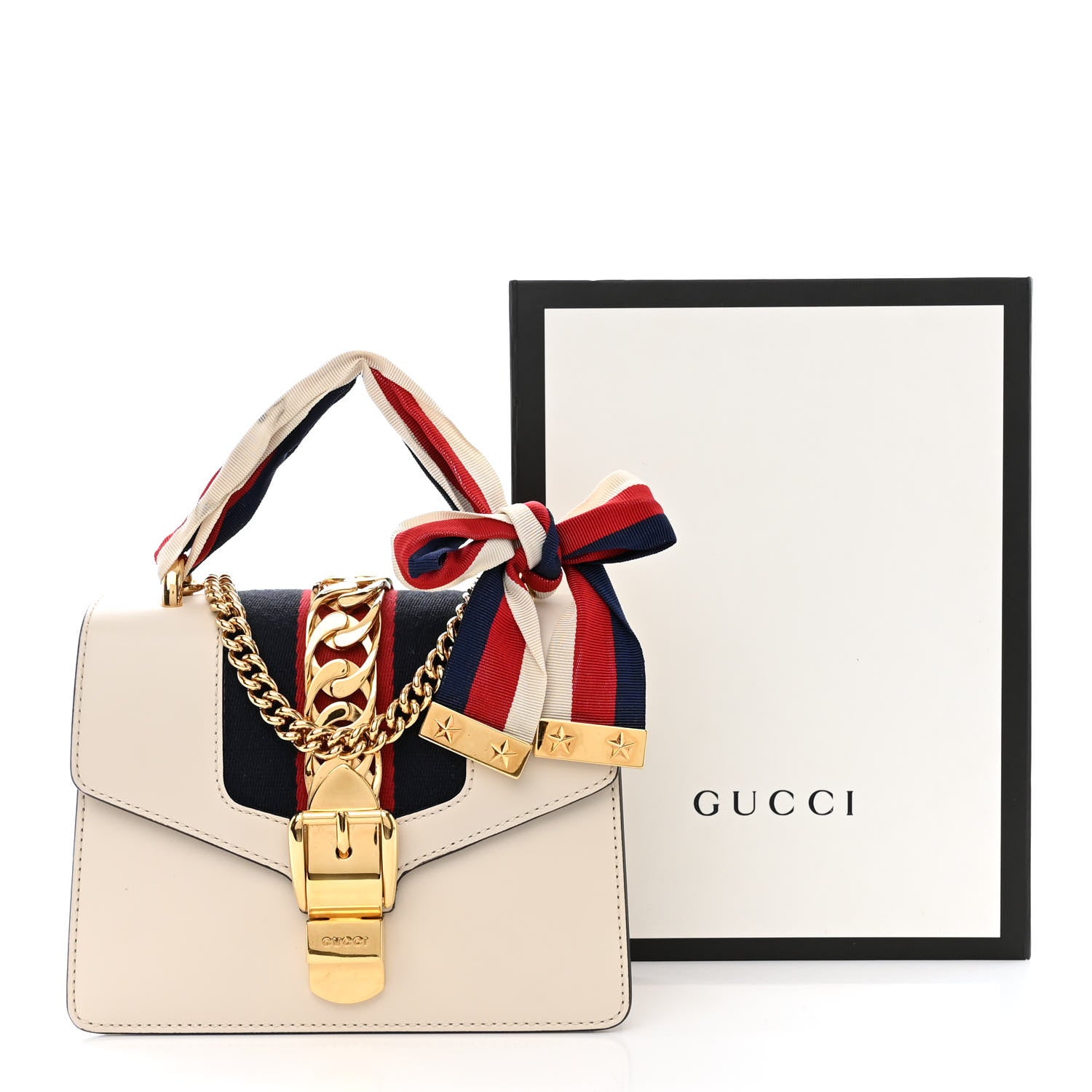 Gucci Calfskin Mini Sylvie Chain Shoulder Bag White 13 of 13