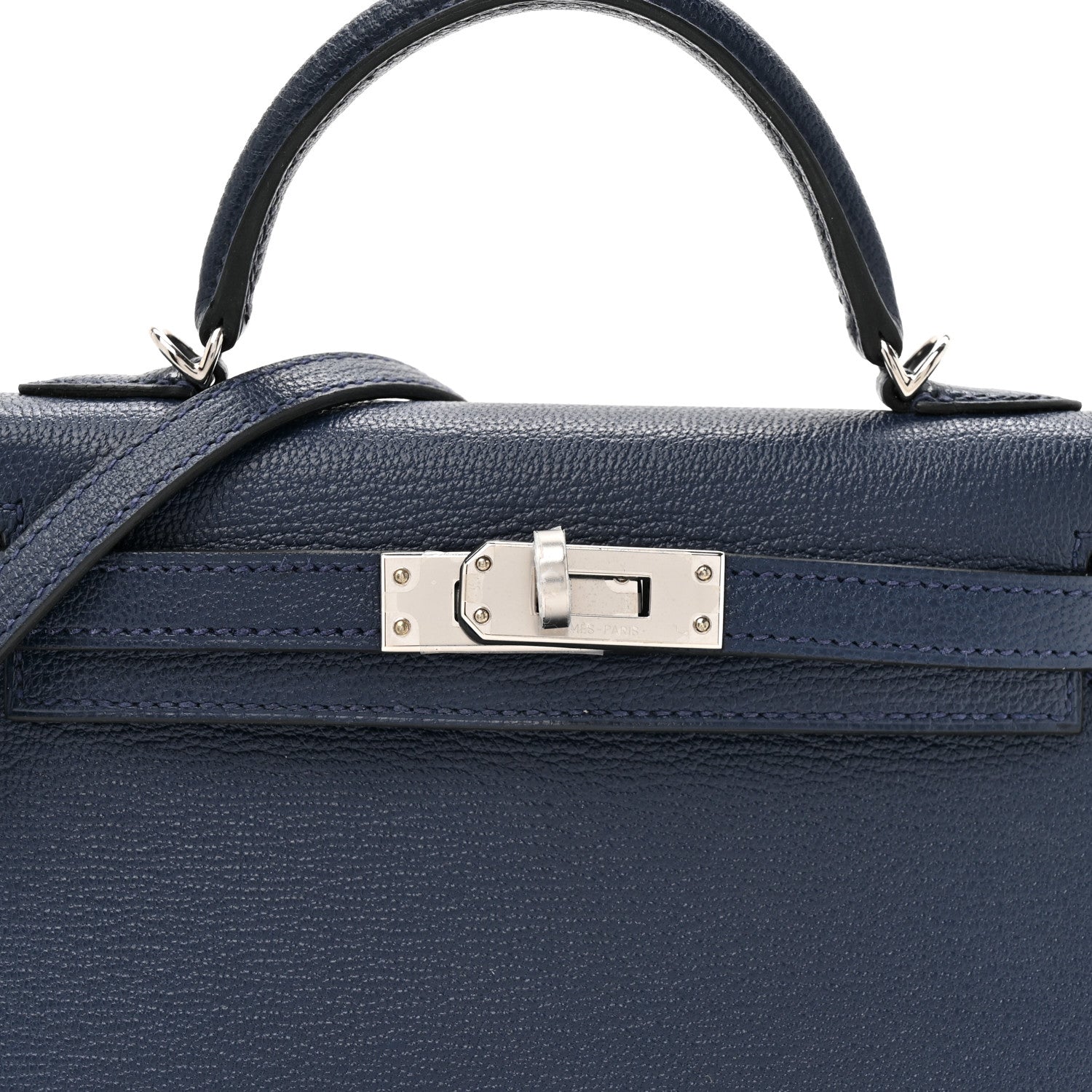 Hermes Chevre Mysore Verso Mini Kelly Sellier 20 Bleu Navy Bleu