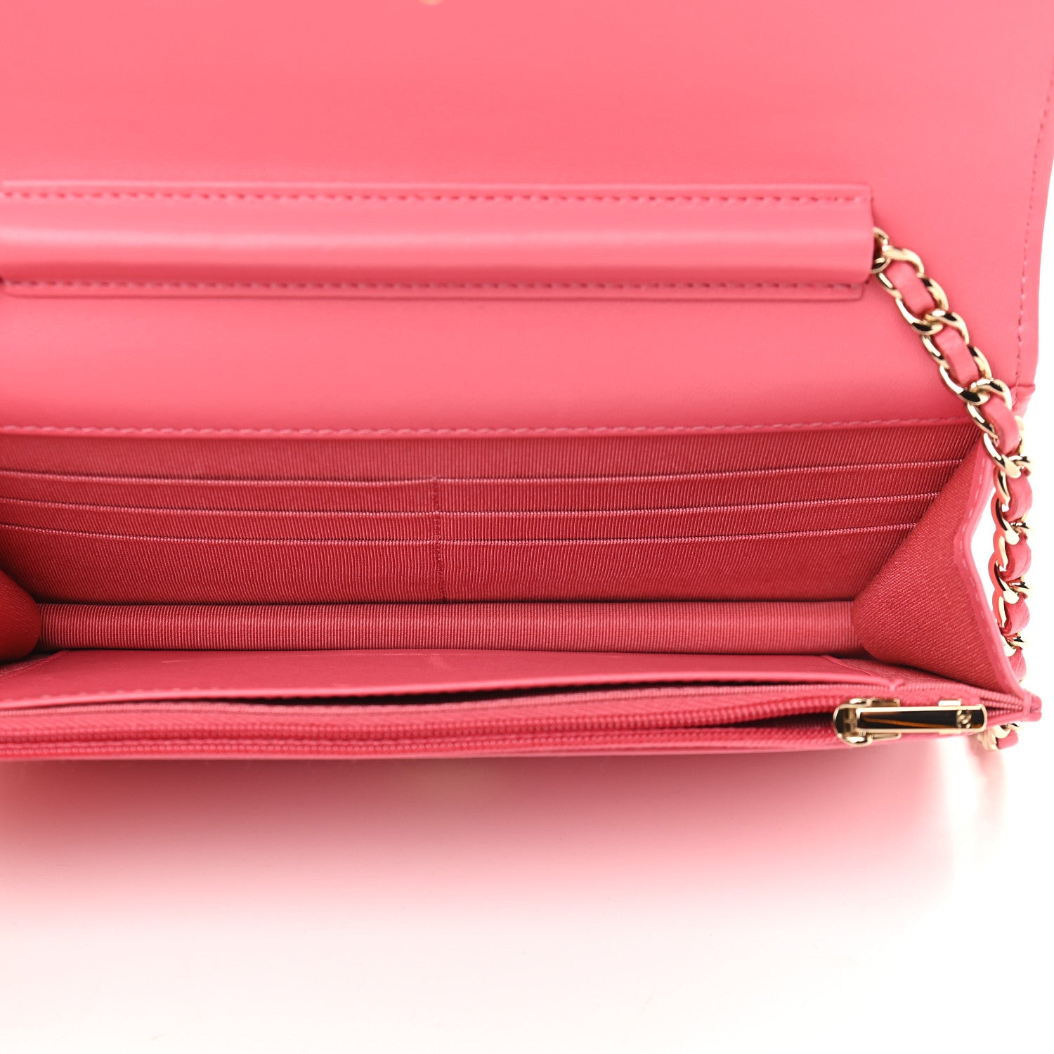 Chanel Lambskin Quilted Wallet On Chain WOC Pink 6 of 10