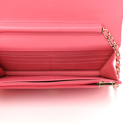 Chanel Lambskin Quilted Wallet On Chain WOC Pink 6 of 10