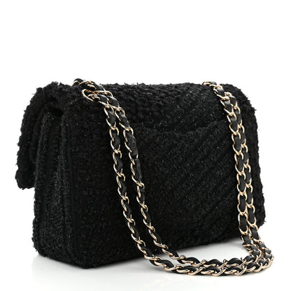 Chanel Tweed Sequin Patchwork Medium Double Flap Black 3 of 10