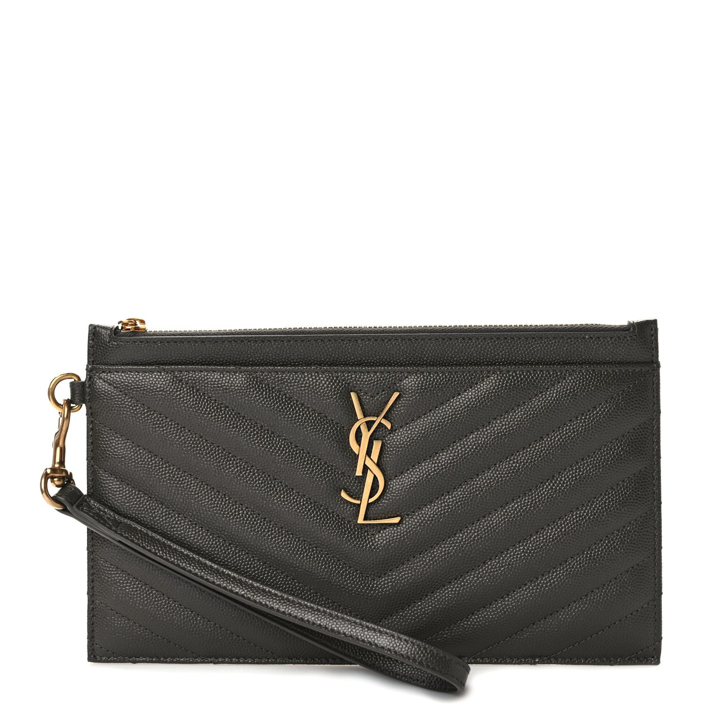 Grain De Poudre Chevron Monogram Large Bill Pouch Pebble