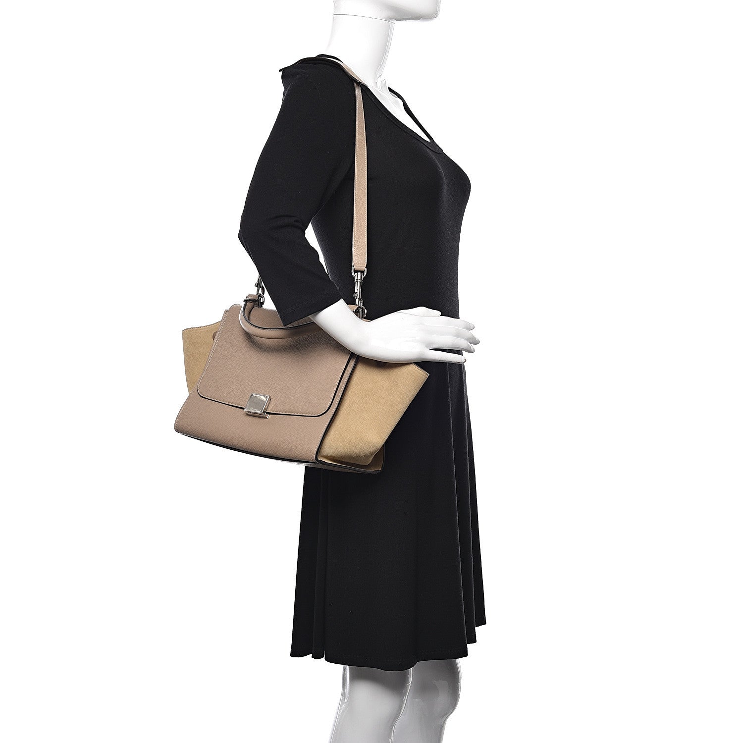 Celine Drummed Calfskin Suede Medium Trapeze Dune 2 of 10
