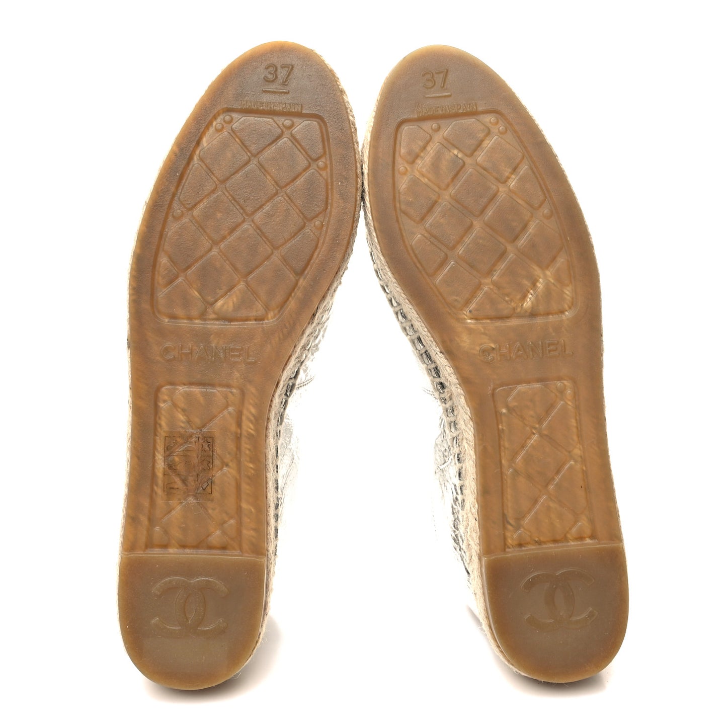 Laminated Goatskin CC Espadrilles 37 Silver