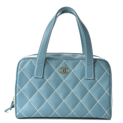 Chanel Calfskin Contrast Stitch Surpique Bowler Blue 1 of 10