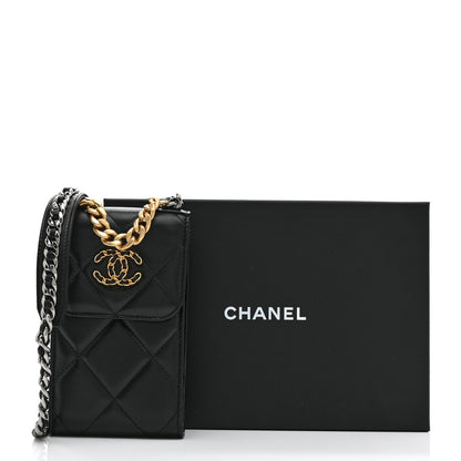 Chanel Lambskin Quilted Chanel 19 Phone Holder With Chain Black 10 of 10