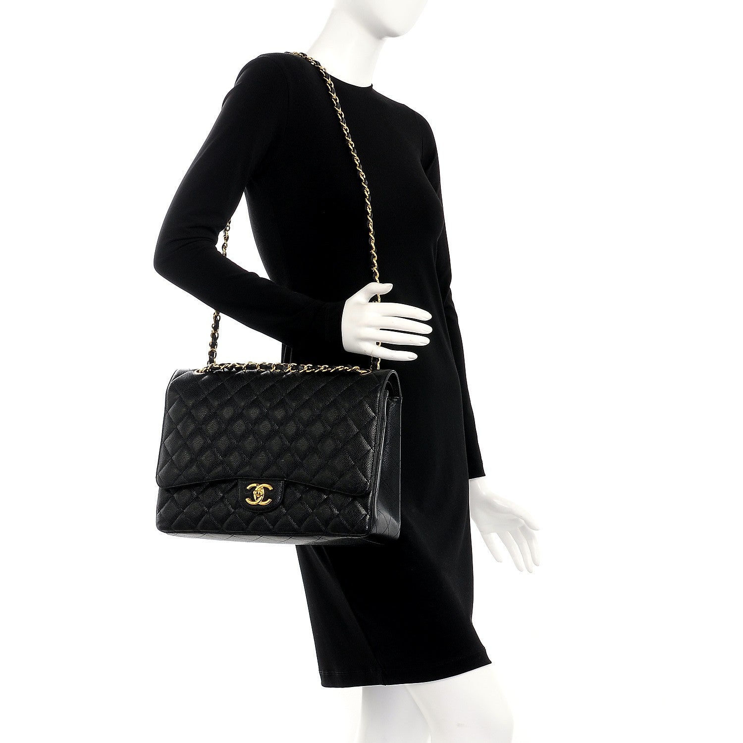 Chanel Caviar Quilted Maxi Double Flap Black 2 of 8
