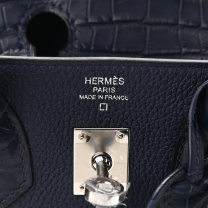 Hermes Togo Matte Alligator Birkin Touch 25 Bleu Nuit Bleu Indigo 5 of 10