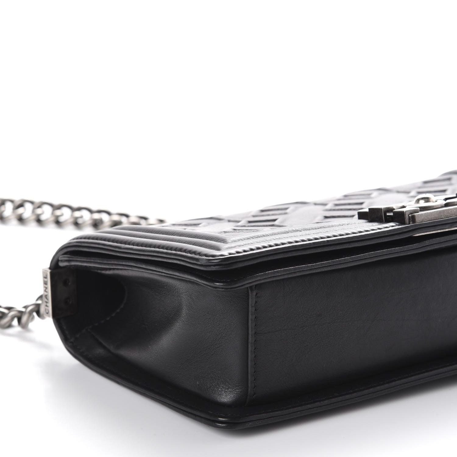 Chanel Calfskin Crystal Embossed Medium Boy Flap Black 6 of 11